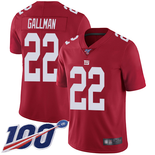 Men New York Giants #22 Wayne Gallman Red Limited Red Inverted Legend 100th Season Football NFL Jersey->new york giants->NFL Jersey